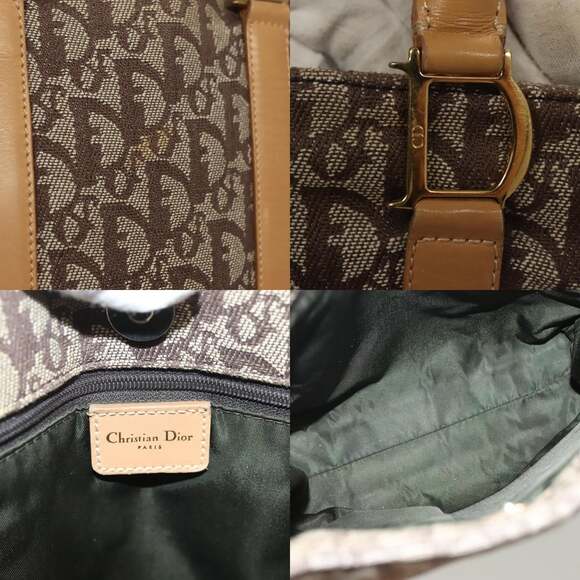 DIOR Trotter Canvas Hand Bag Brown Gold - Picture 11 of 12